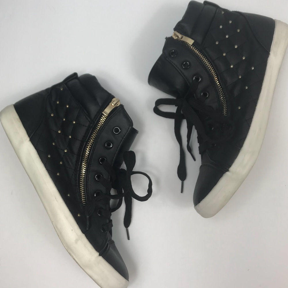 JUSTFAB studded high top black sneakers